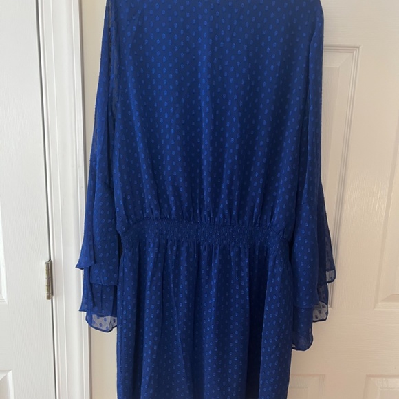 WHBM Long Sleeve Clipped Jacquard Boho Dress, Blue Depths, 16 - Picture 2 of 10